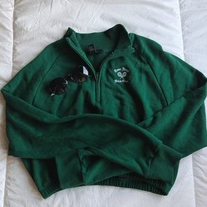 Cropped Green Half Zip Jacket